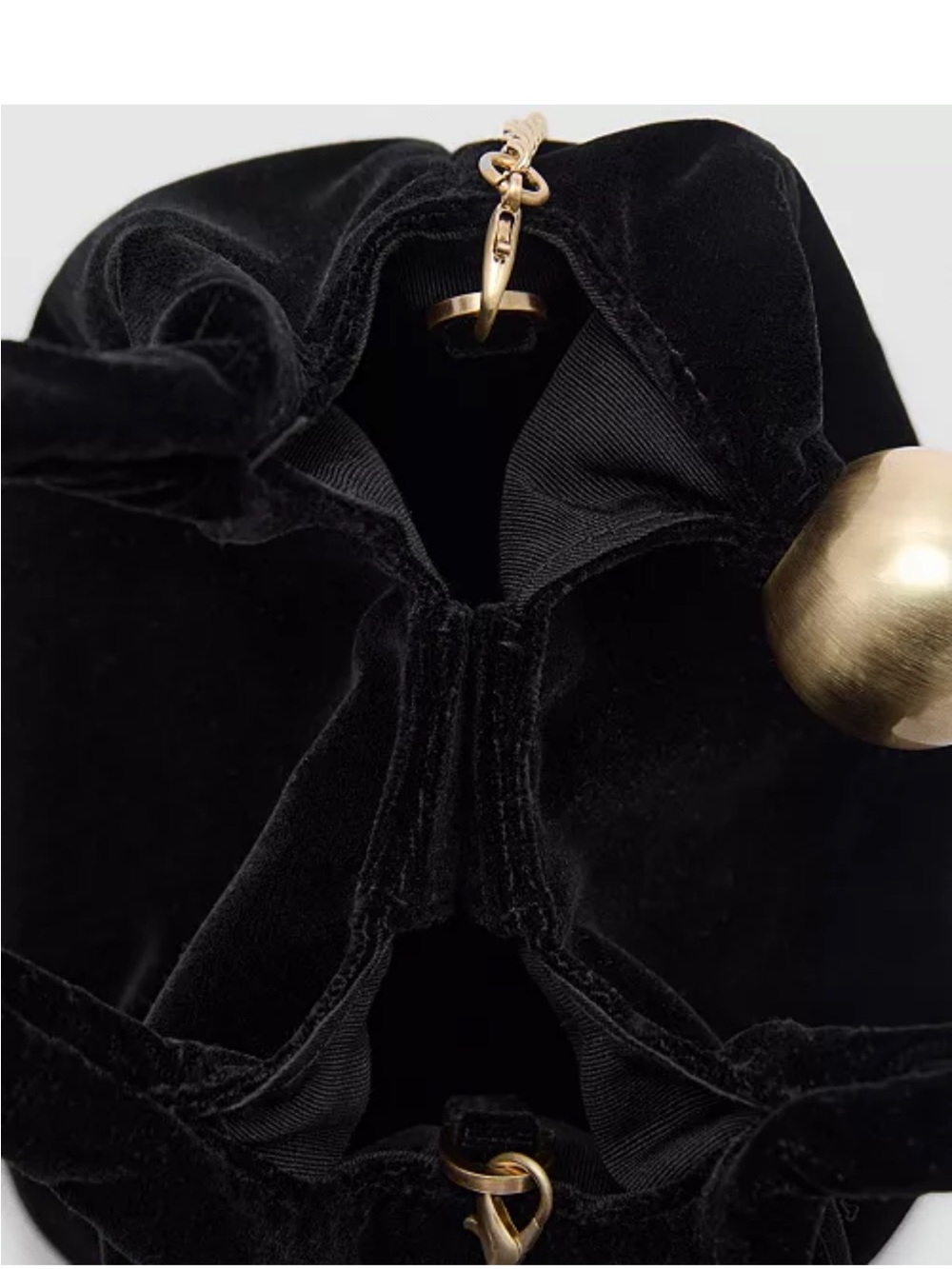 NEW Mango Women's Ball Detail Velvet Bag Black - Picture 2 of 5